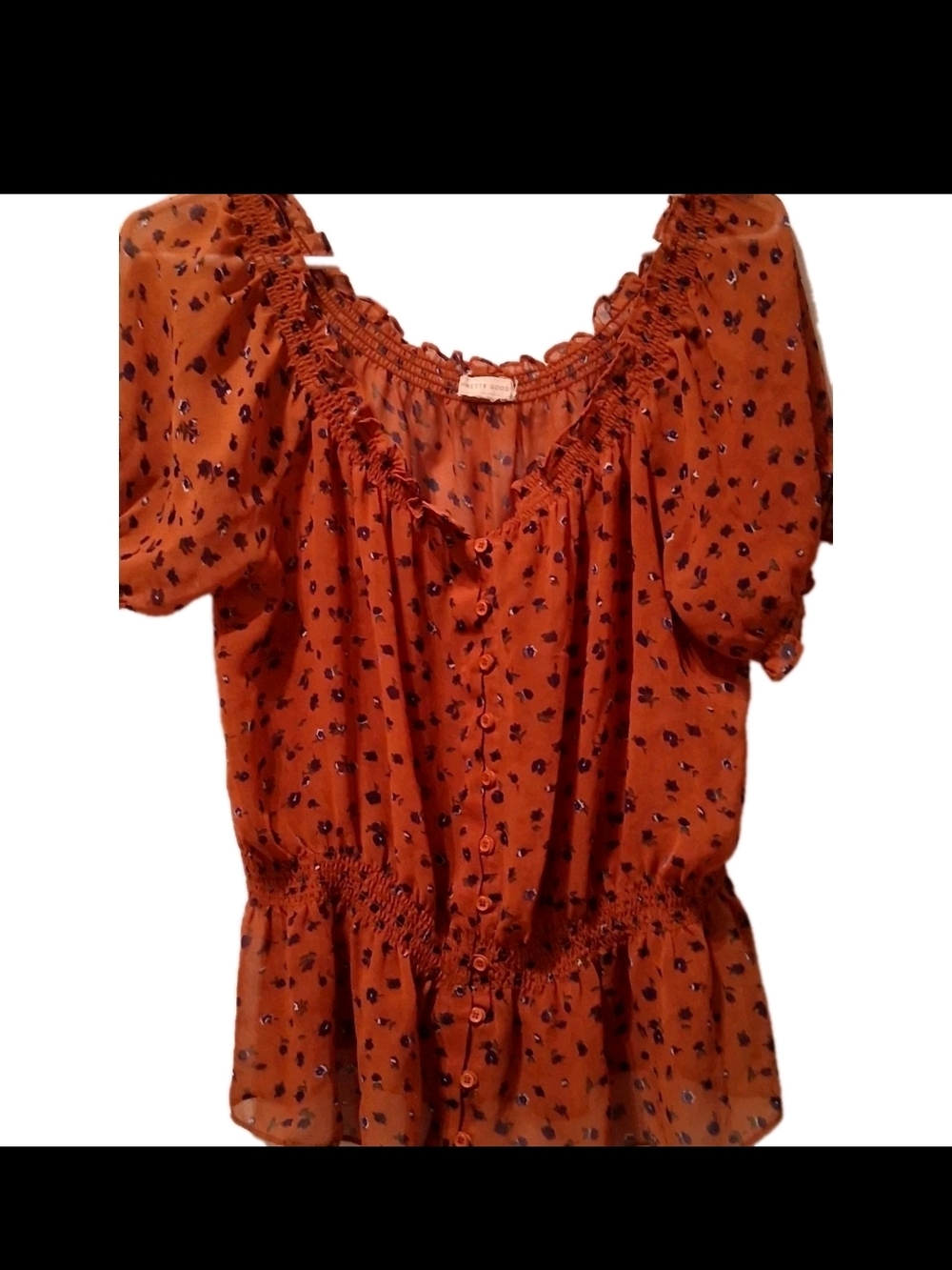 Pretty Good Boho Ruffle Blouse – Rust Floral ✨ - Picture 3 of 8